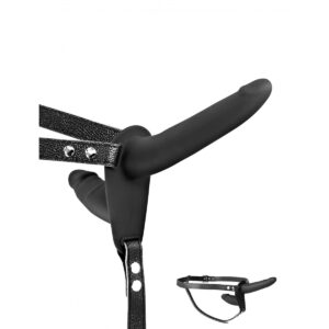 ARNÉS STRAP-ON DOBLE NEGRO SILICONA 155 CM"