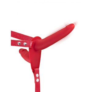 ARNÉS STRAP-ON DOBLE ROJO SILICONA VIBRADOR USB  155 CM"